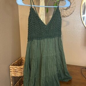 Aerie Forest Green Crochet Dress